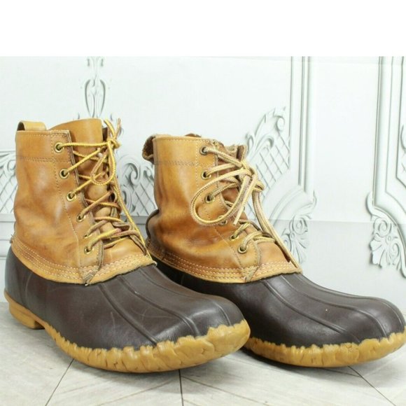 Vintage LL Bean Brown Leather Unlined Hunting Duck Boots Size 9 Medium - Picture 3 of 10